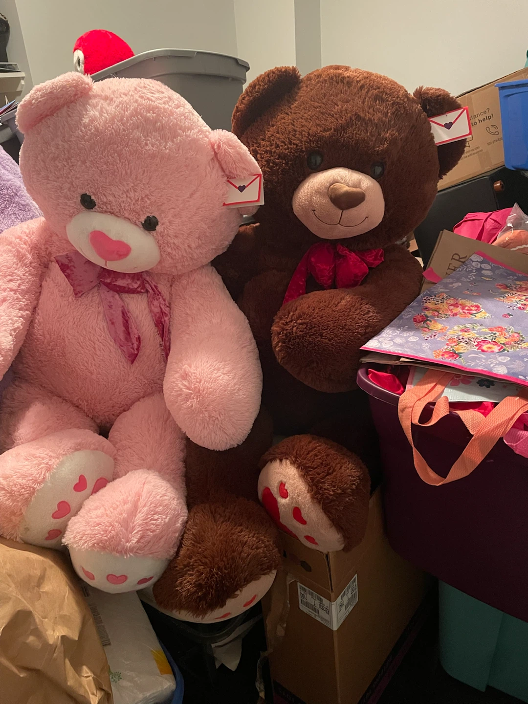 BNWT Giant life sized teddy bear couple pink & brown