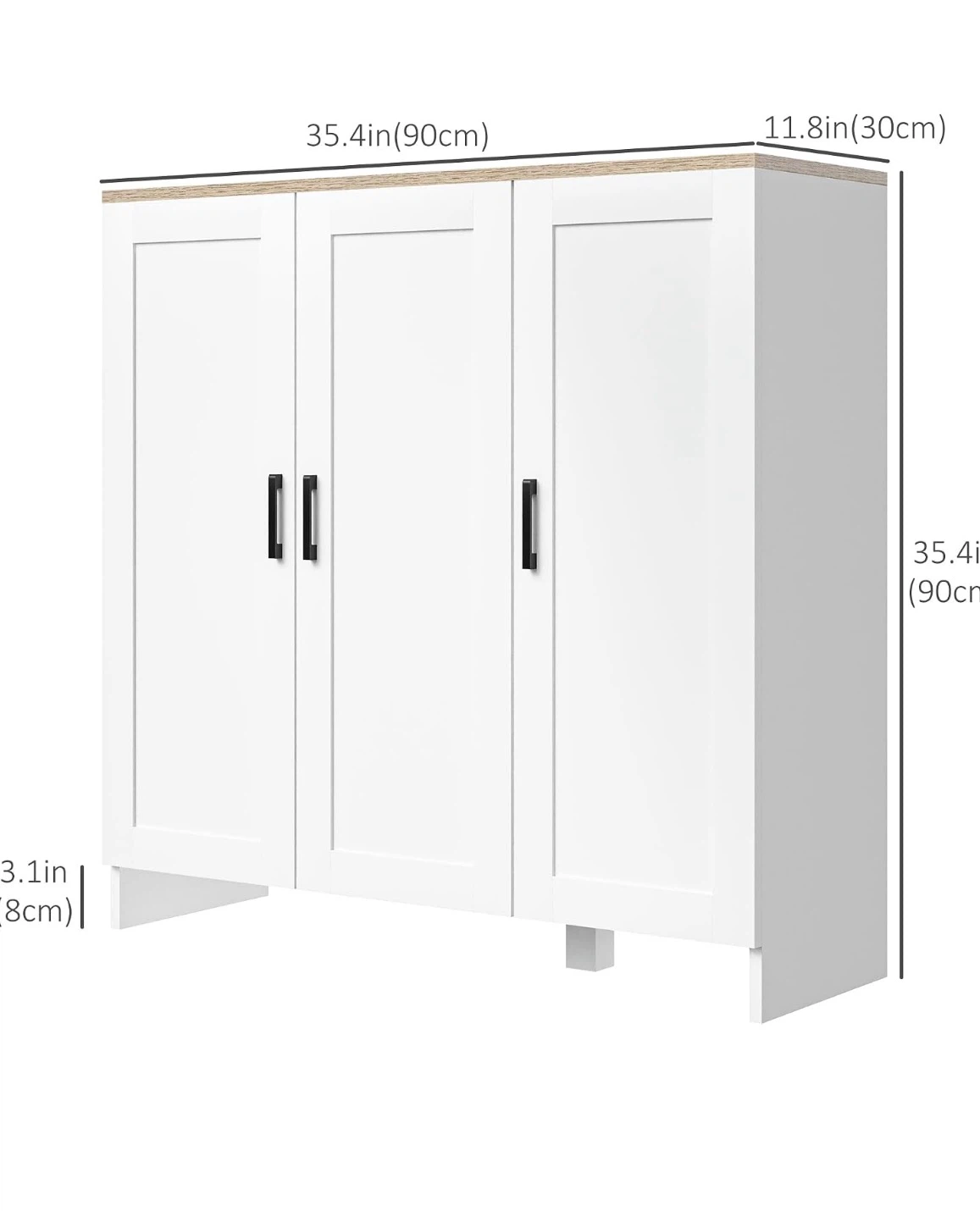 White Storage Cabinet with Wood-Effect Top - photo 4