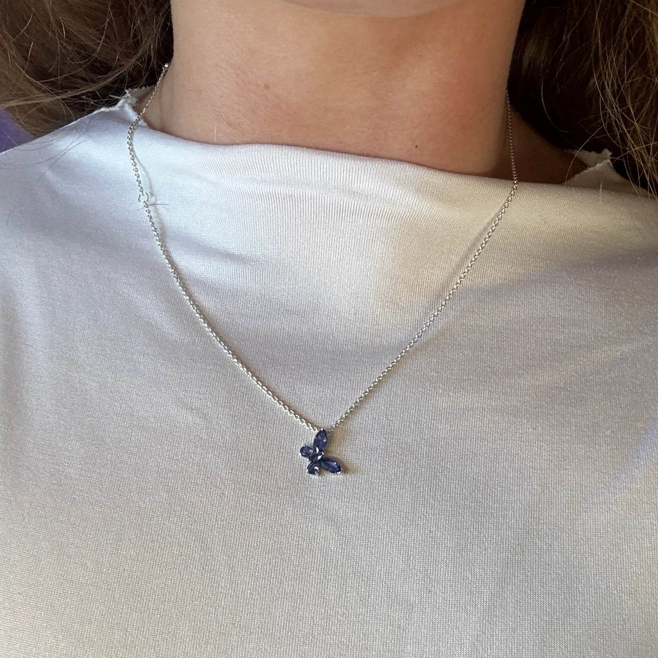 Pandora Blue Butterfly Necklace, Sterling Silver - New - photo 2