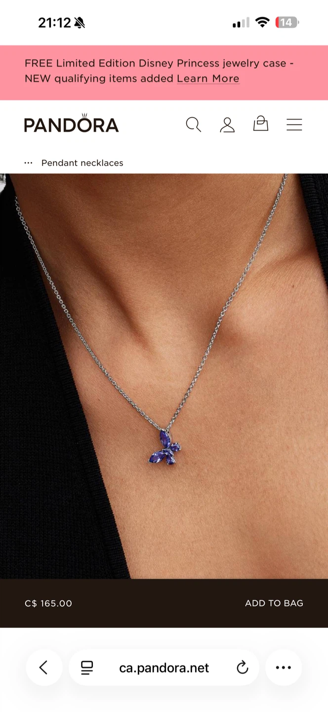 Pandora Blue Butterfly Necklace, Sterling Silver - New - photo 5