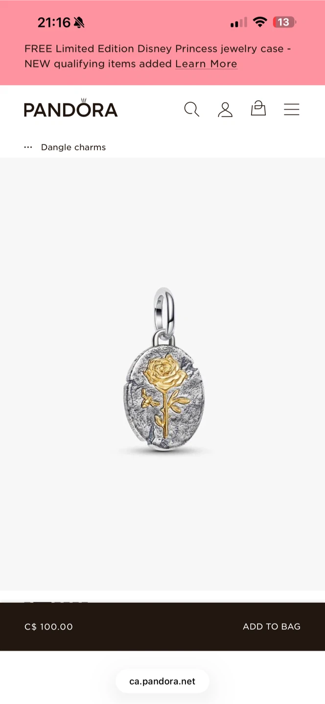 Pandora Rose Medallion Necklace + Sterling Silver Chain - New - photo 5