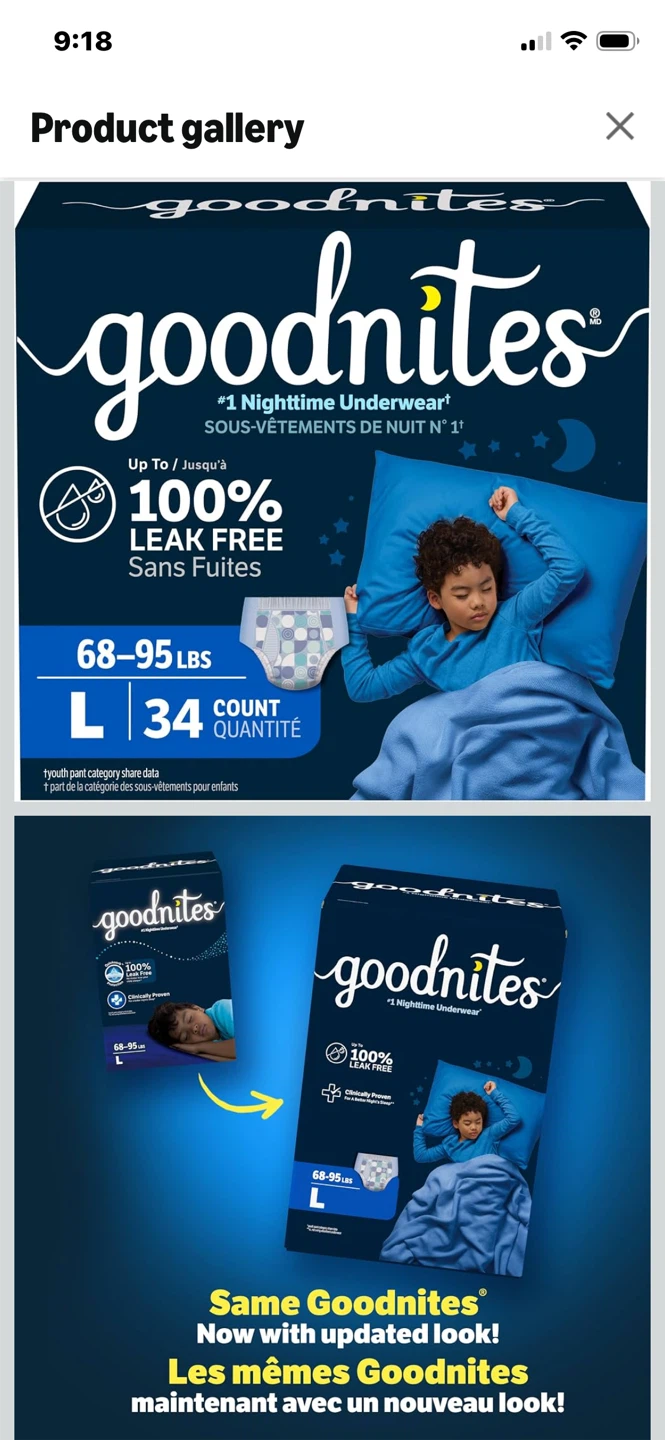 Goodnites Nighttime underwear Size Large