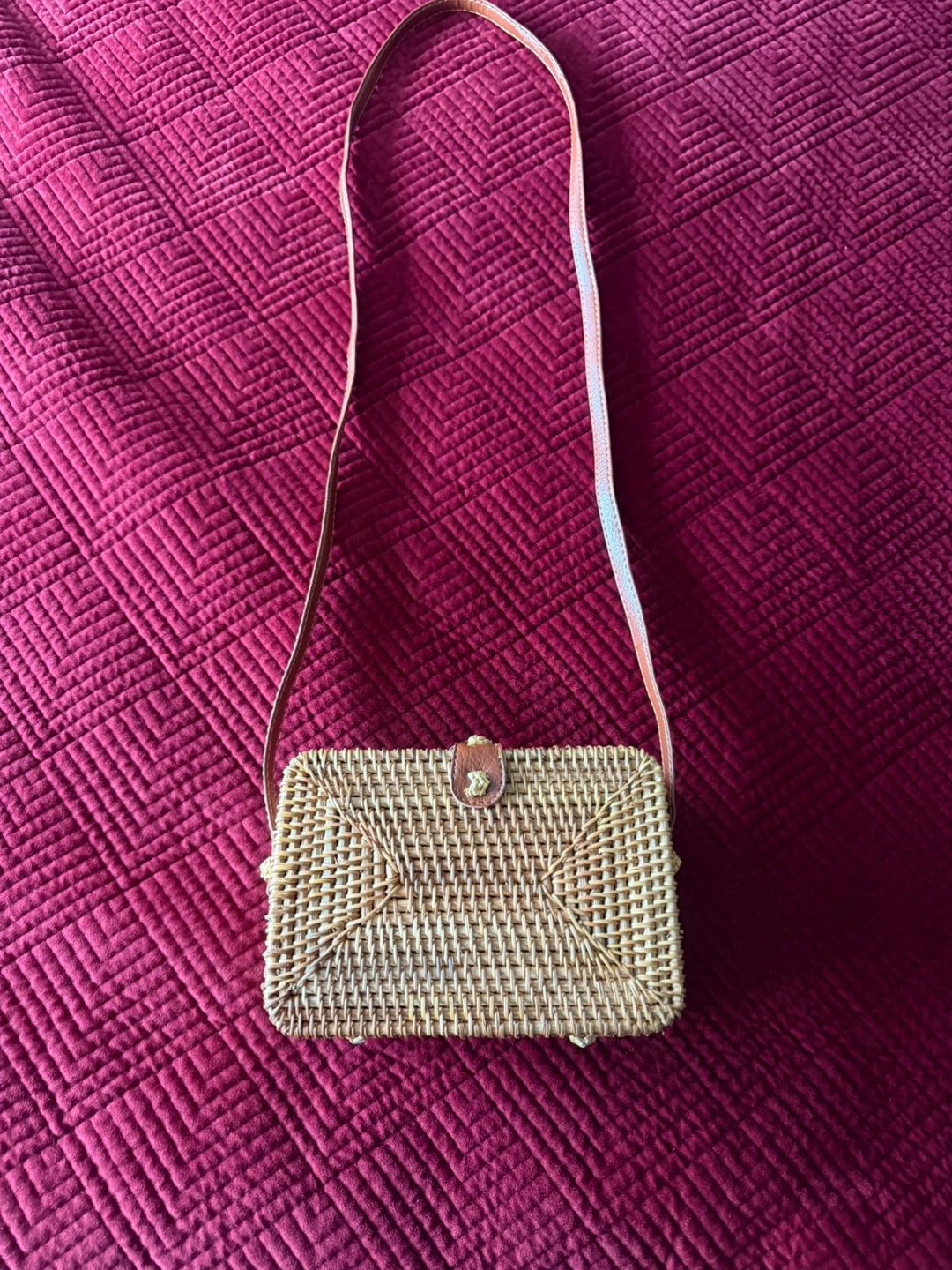 Woven Rattan Crossbody Bag