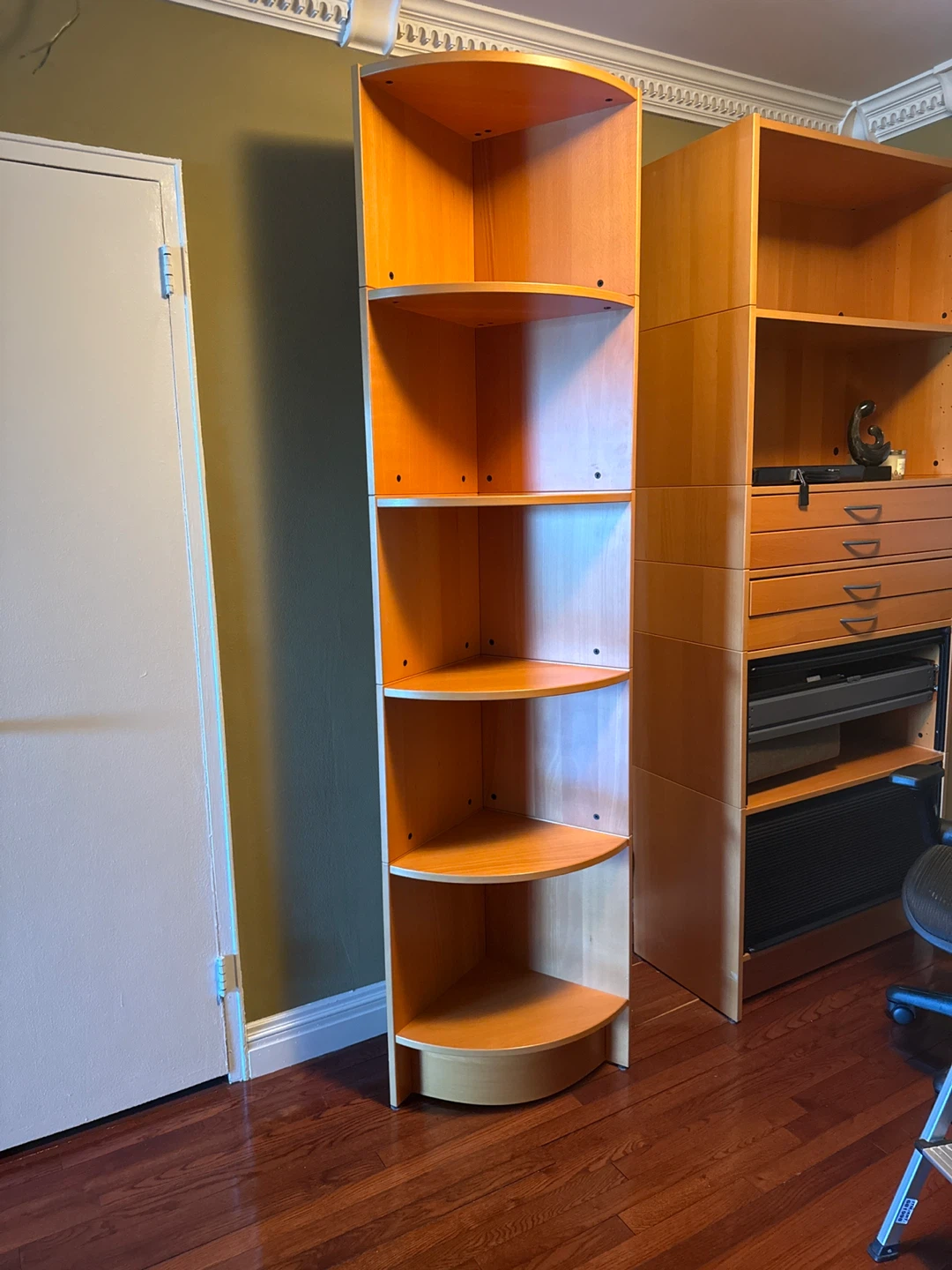 Light Wood Corner Bookshelf