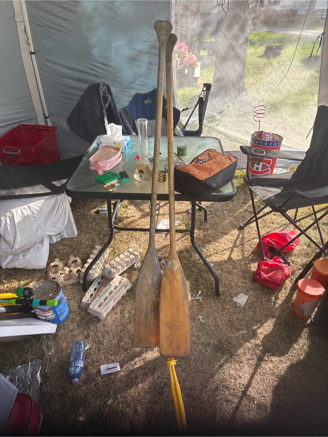 Two Vintage Wooden Canoe Paddles