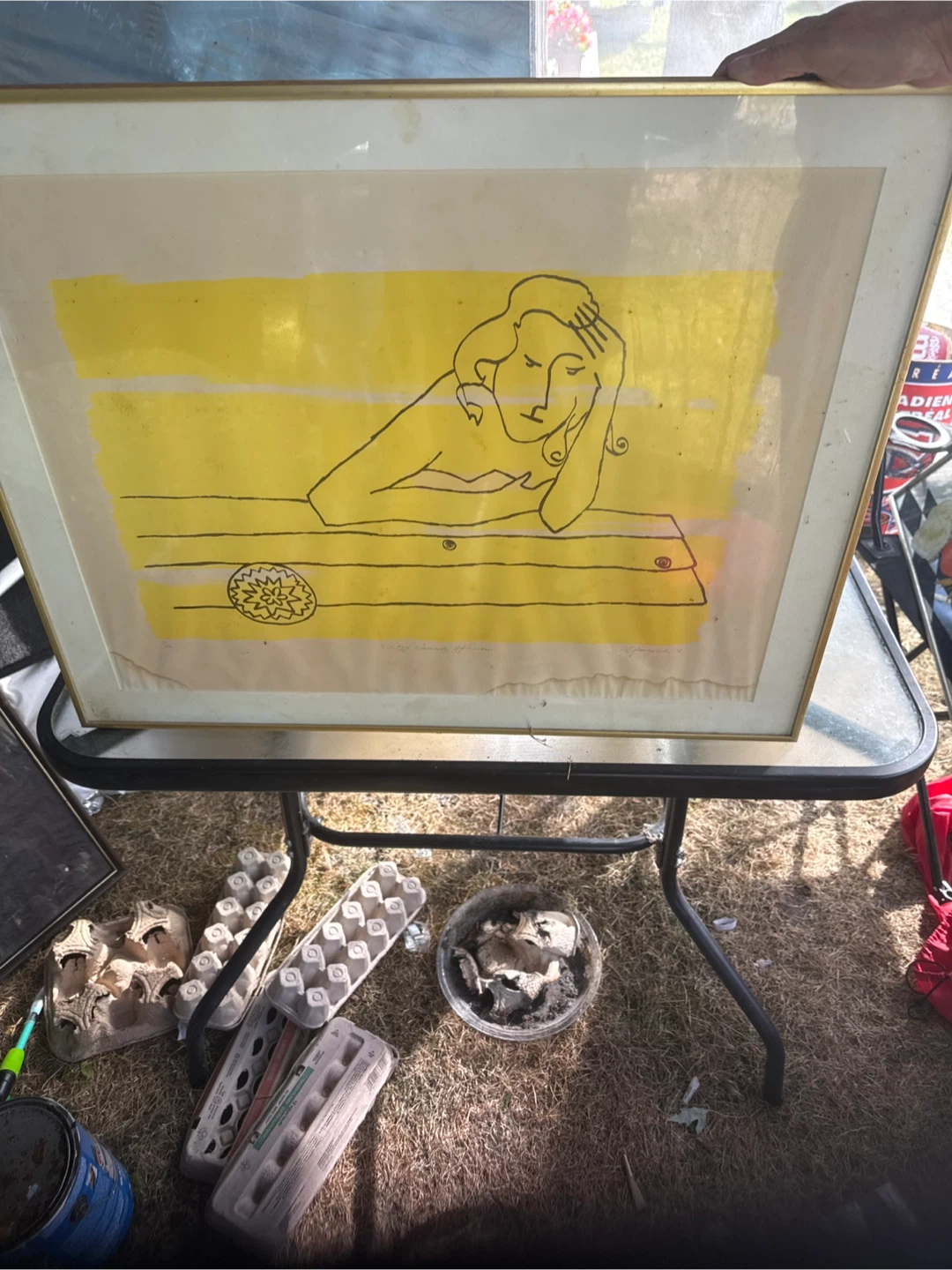 Framed Yellow Line Art Print