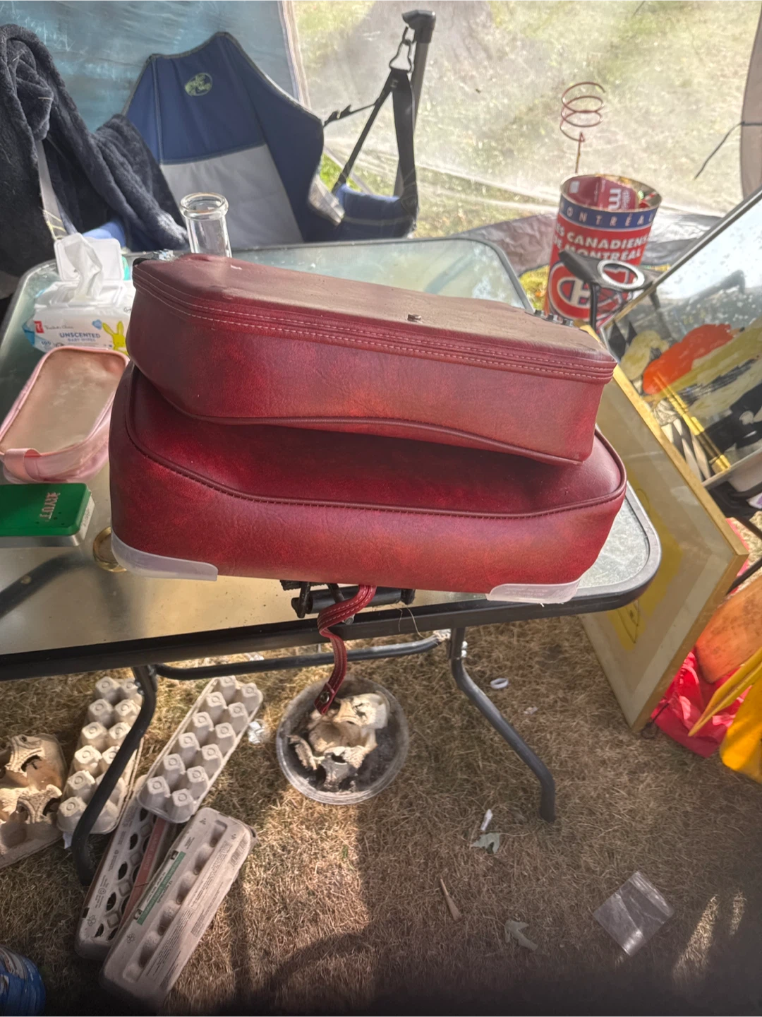 Red and Grey Folding Boat Seat