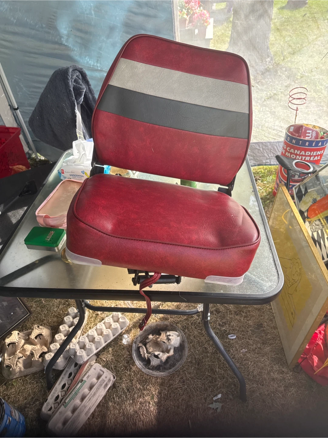 Red and Grey Folding Boat Seat - photo 2