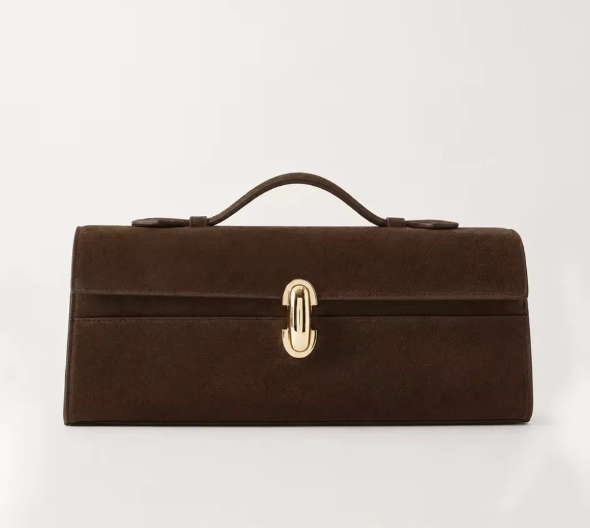 New SAVETTE style dark brown suede clutch  - pick up king/simcoe