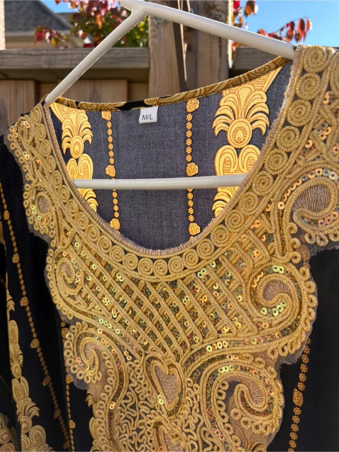 Black and gold kaftan dress with sequins - photo 5