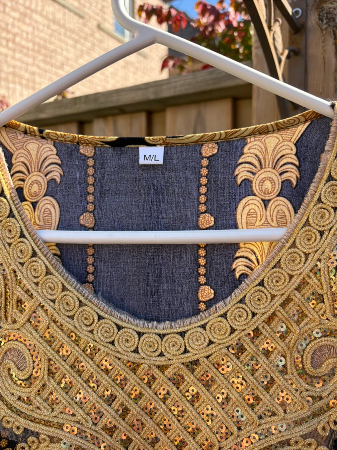 Black and gold kaftan dress with sequins - photo 3