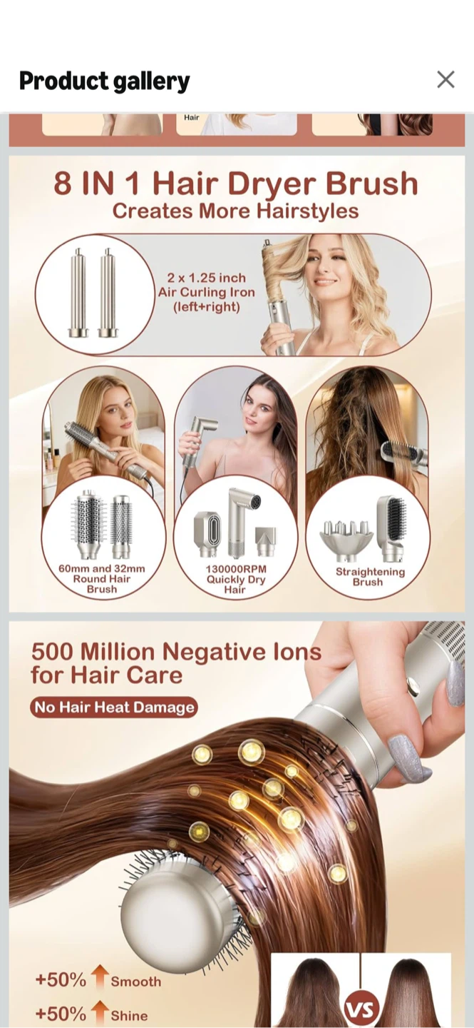 LASOMI 8-in-1 Hair Dryer Brush Set - photo 2