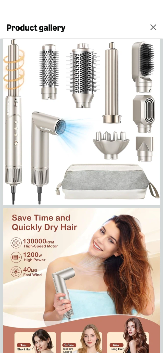 LASOMI 8-in-1 Hair Dryer Brush Set