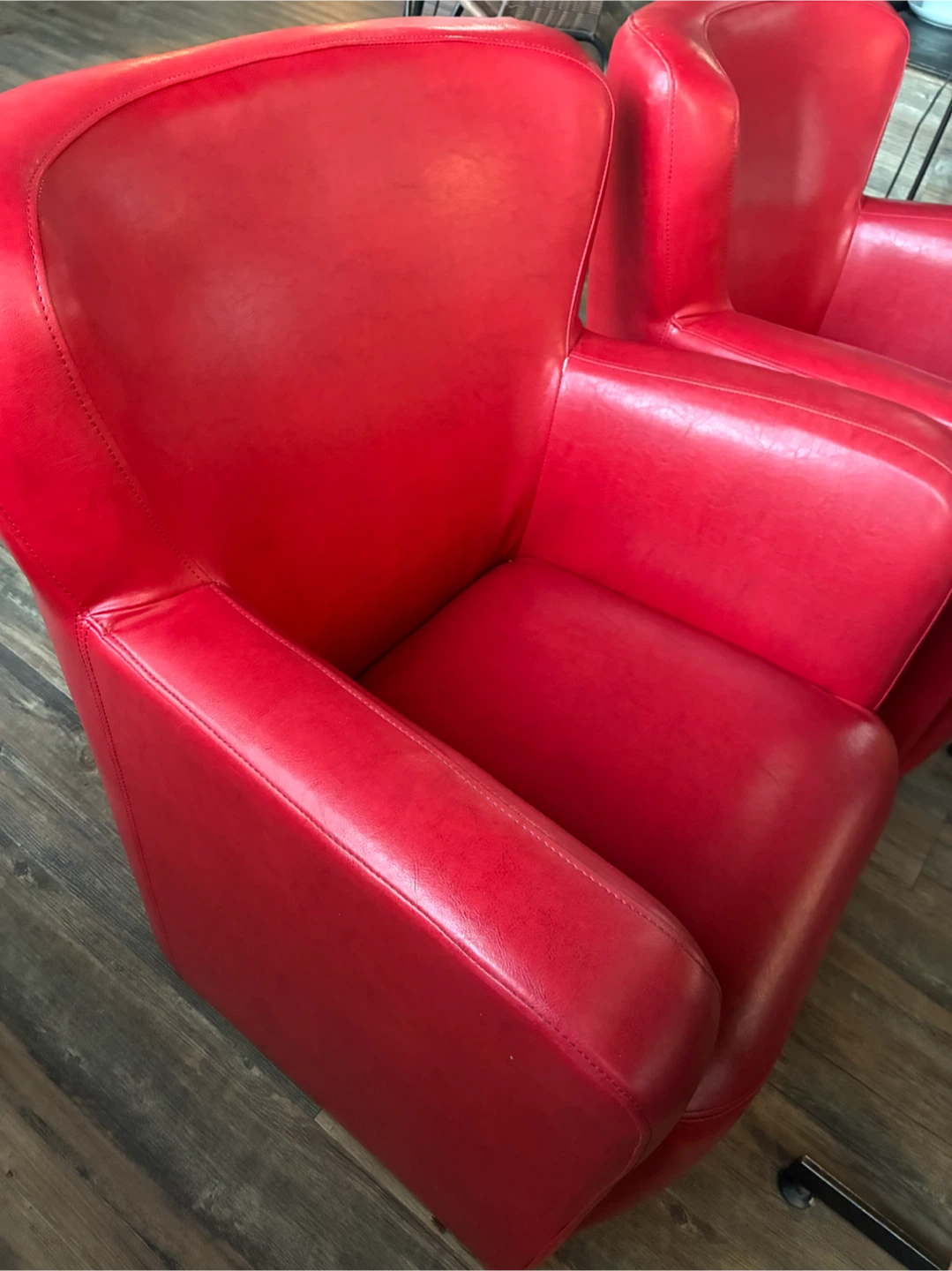 Red Faux Leather Armchair
