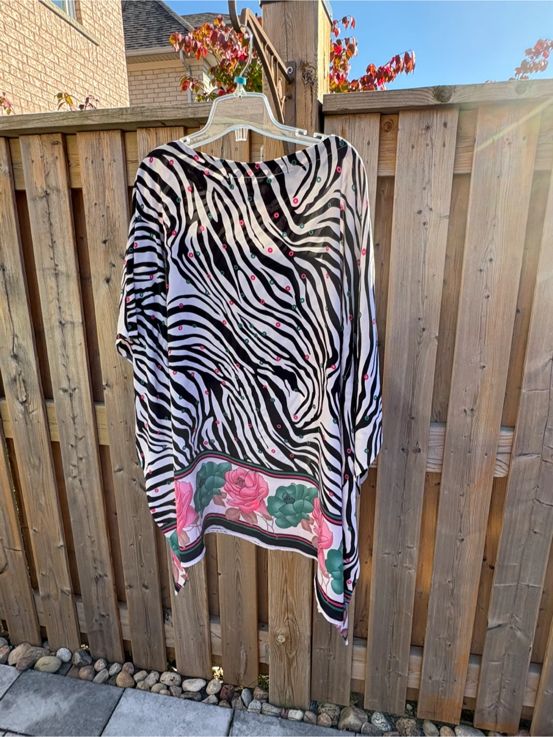 Zebra print floral kaftan cover-up dress shirt