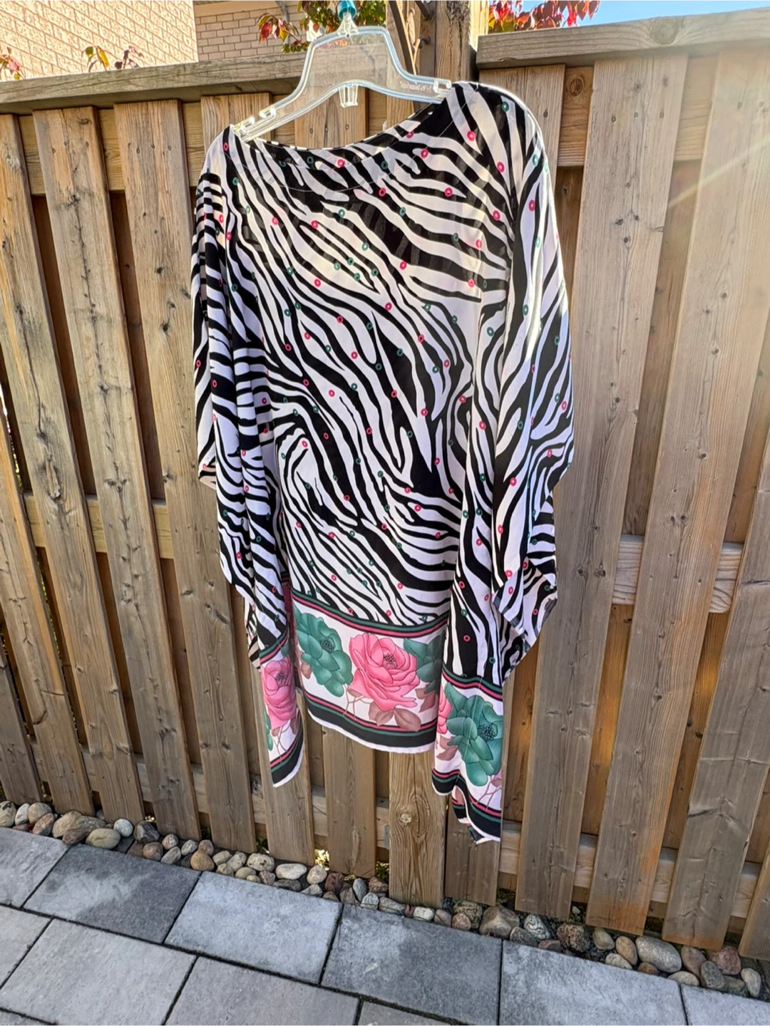 Zebra print floral kaftan cover-up dress shirt - photo 3