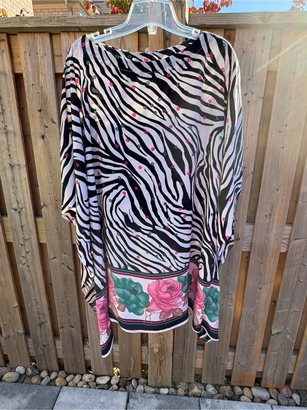 Zebra print floral kaftan cover-up dress shirt - photo 2