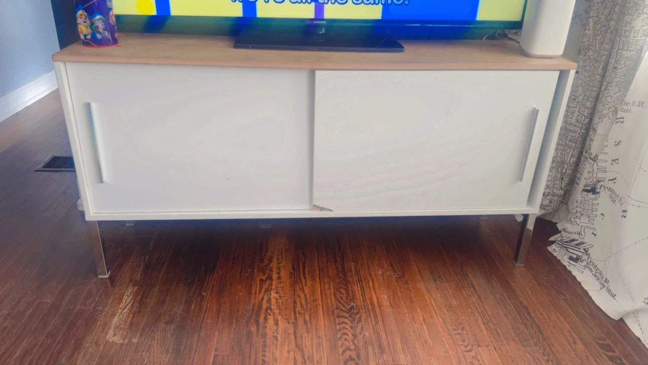 White and Wood TV Stand Media Console