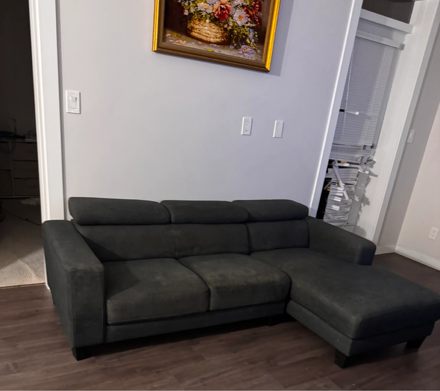 Dark grey sectional sofa with chaise - photo 2