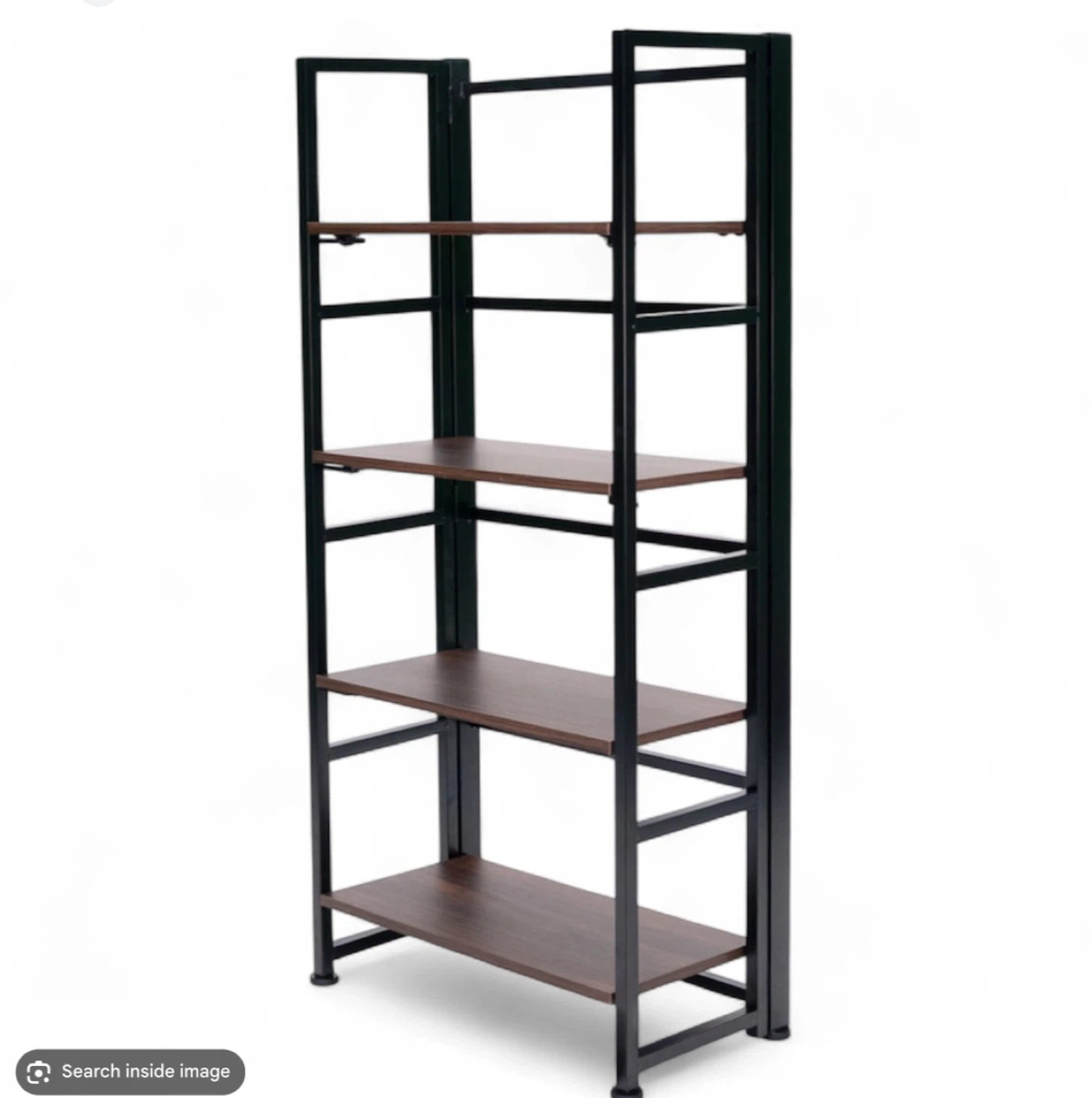 Foldable Four-Tier Metal and Wood Shelf