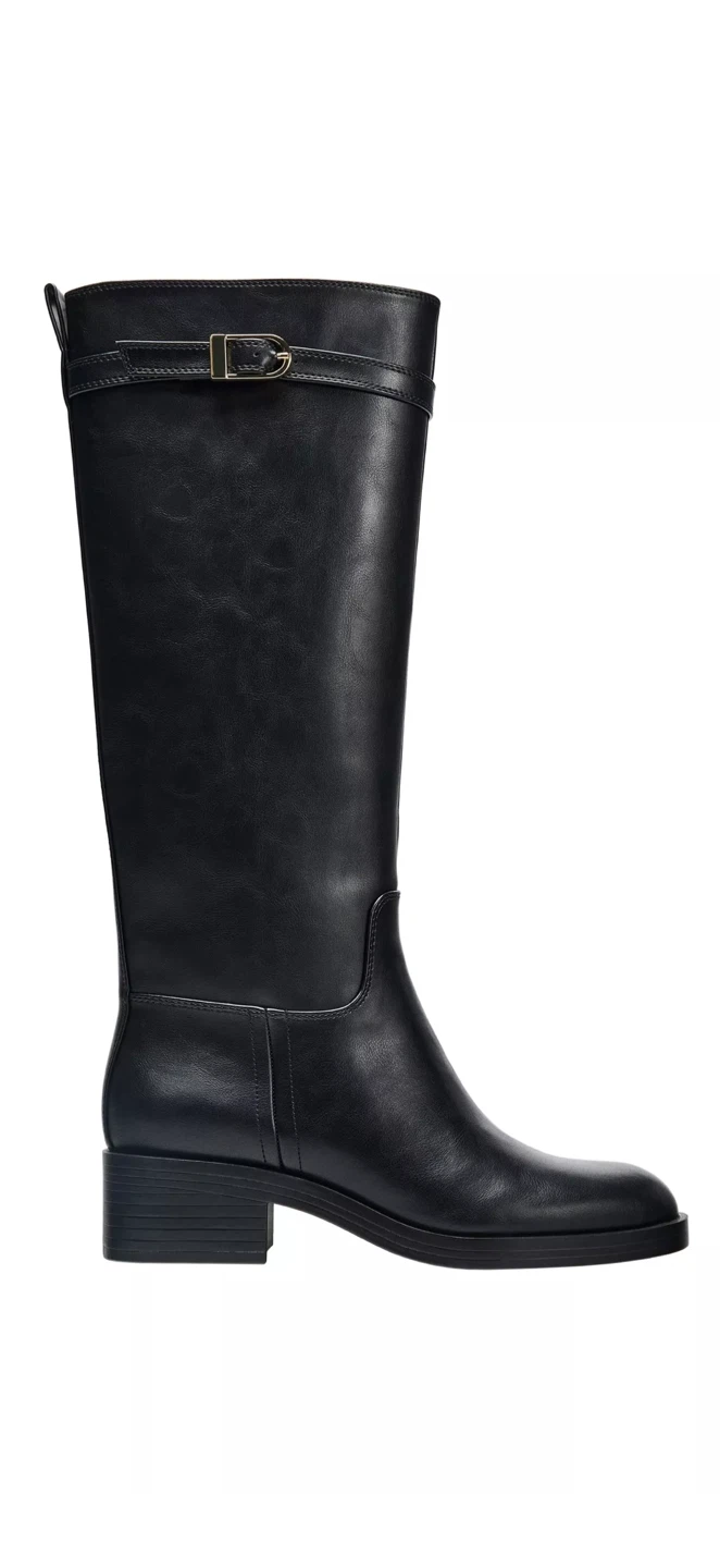 Black Leather Knee-High Boots