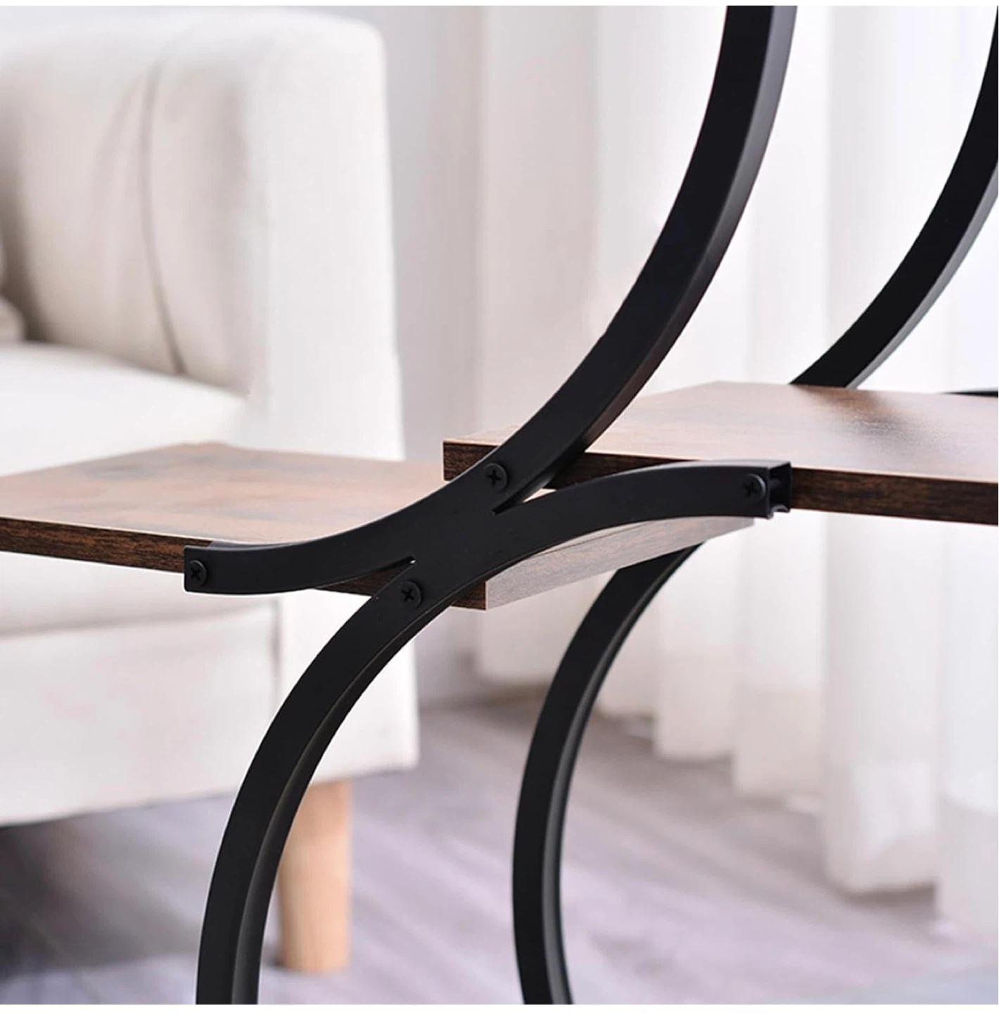 4-Tier Curved Metal and Wood Plant Stand - photo 3