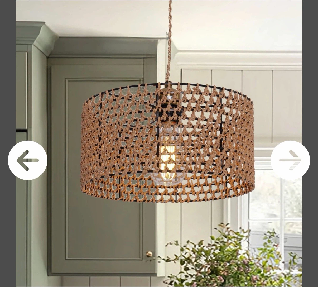 Woven Rope Plug in Pendant Light