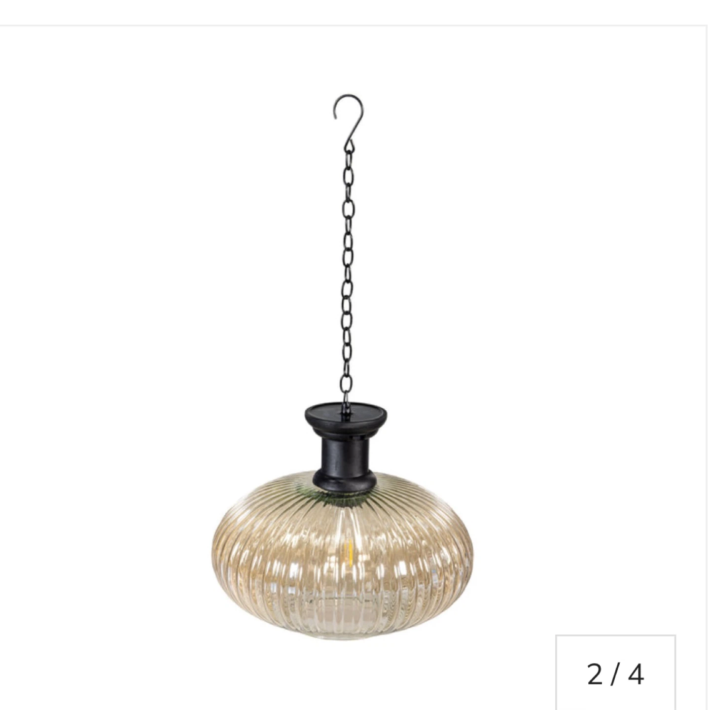 Evergreen Solar Glass Hanging Lantern, Flattened Sphere - photo 3