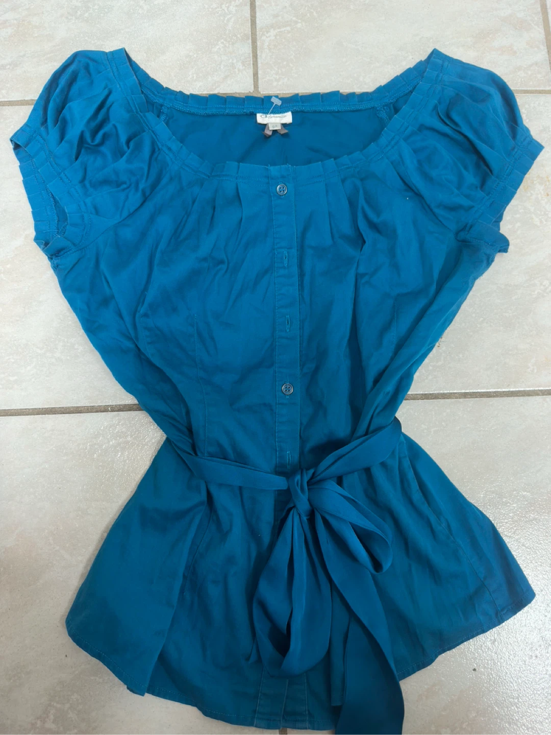 y2k Dynamite Teal Blouse with Waist Tie