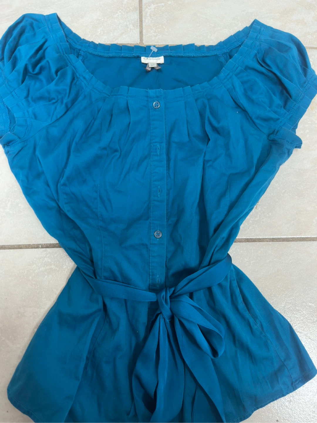 y2k Dynamite Teal Blouse with Waist Tie - photo 2