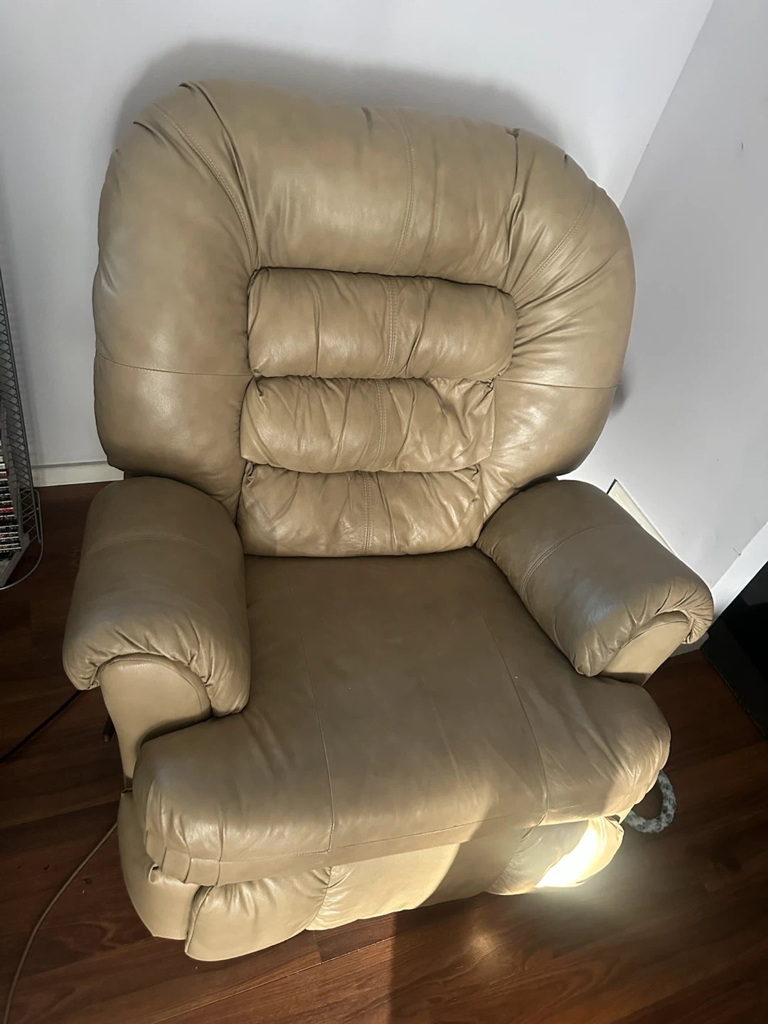 Beige Recliner Armchair with Footrest