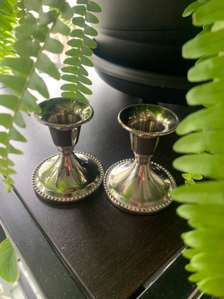 Vintage Silver Plated Zinc Taper Candlesticks