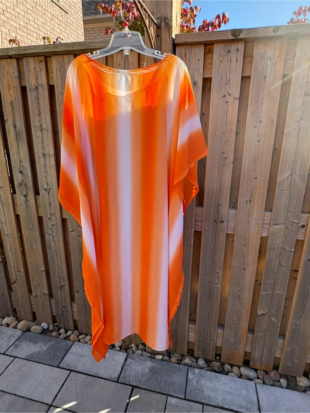 Orange and White Kaftan Cover-Up Dress - photo 4