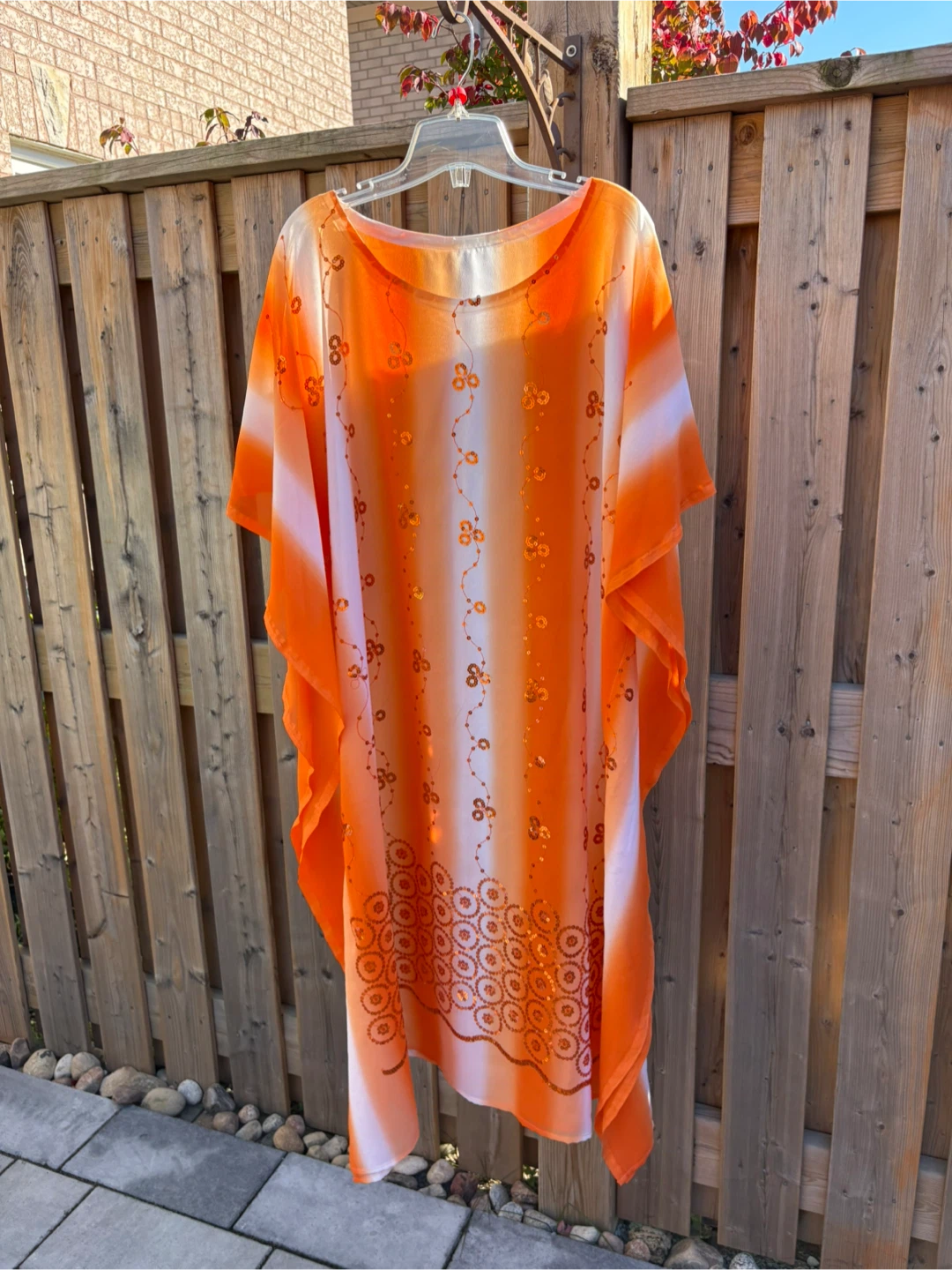 Orange and White Kaftan Cover-Up Dress - photo 3