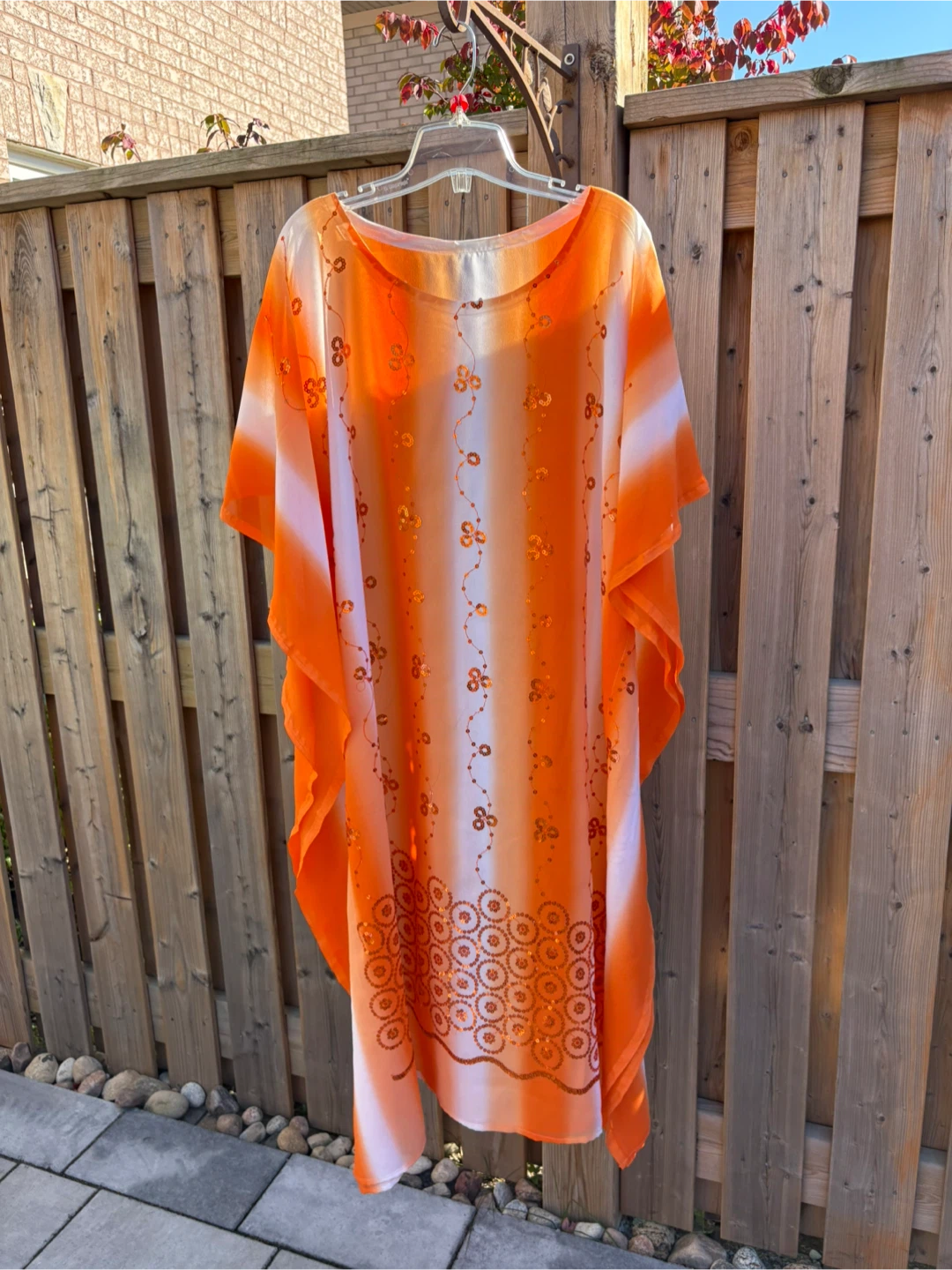Orange and White Kaftan Cover-Up Dress - photo 5