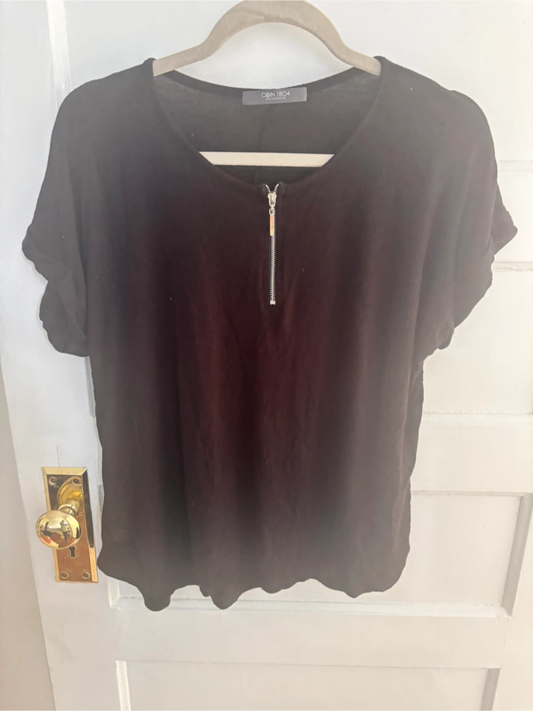 Coin 1804 Black Zip-Neck Top