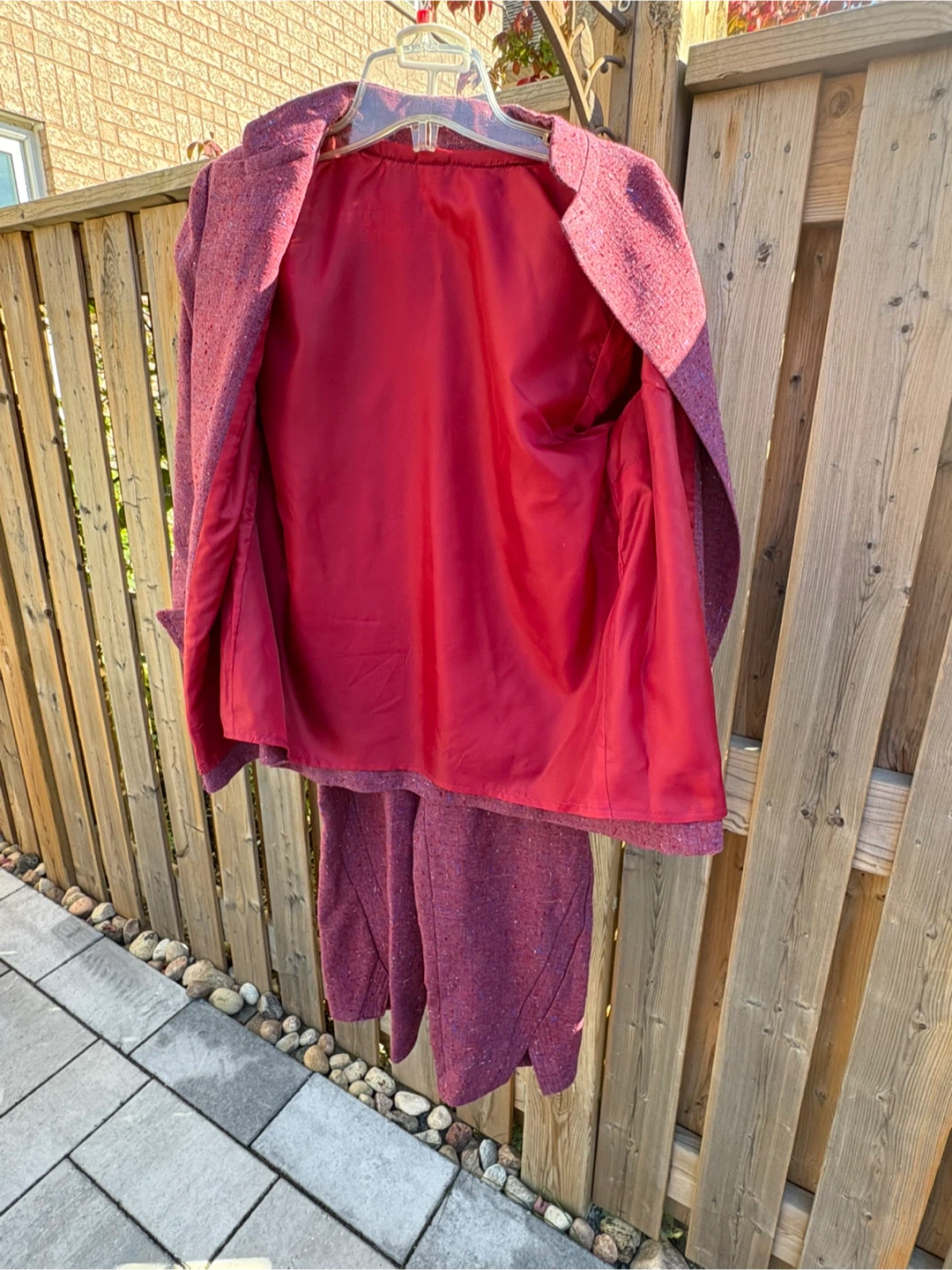 Vintage Maroon Tweed Pant Suit & Scarf - photo 5