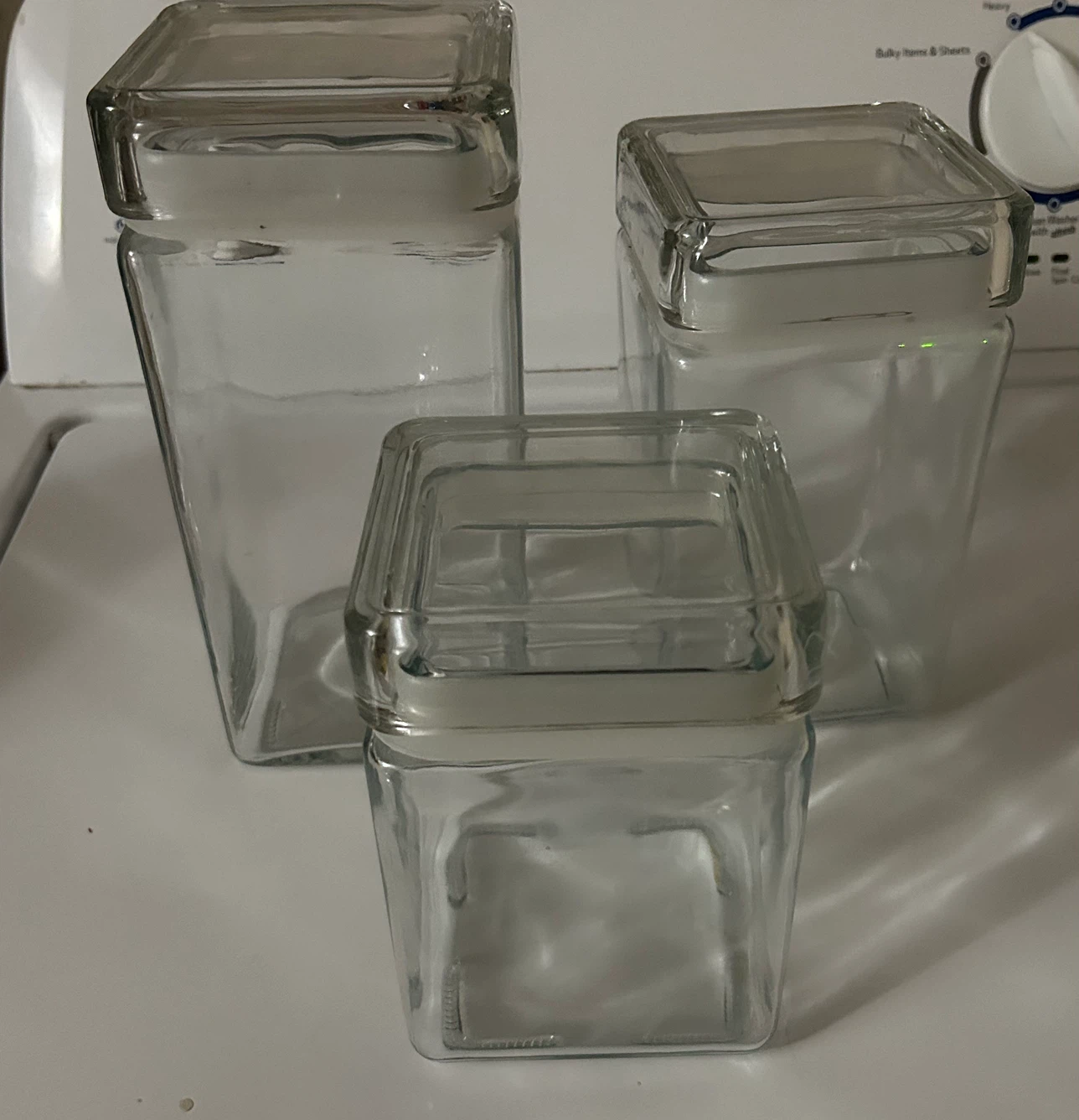 Set of 3 Square Glass Storage Jars