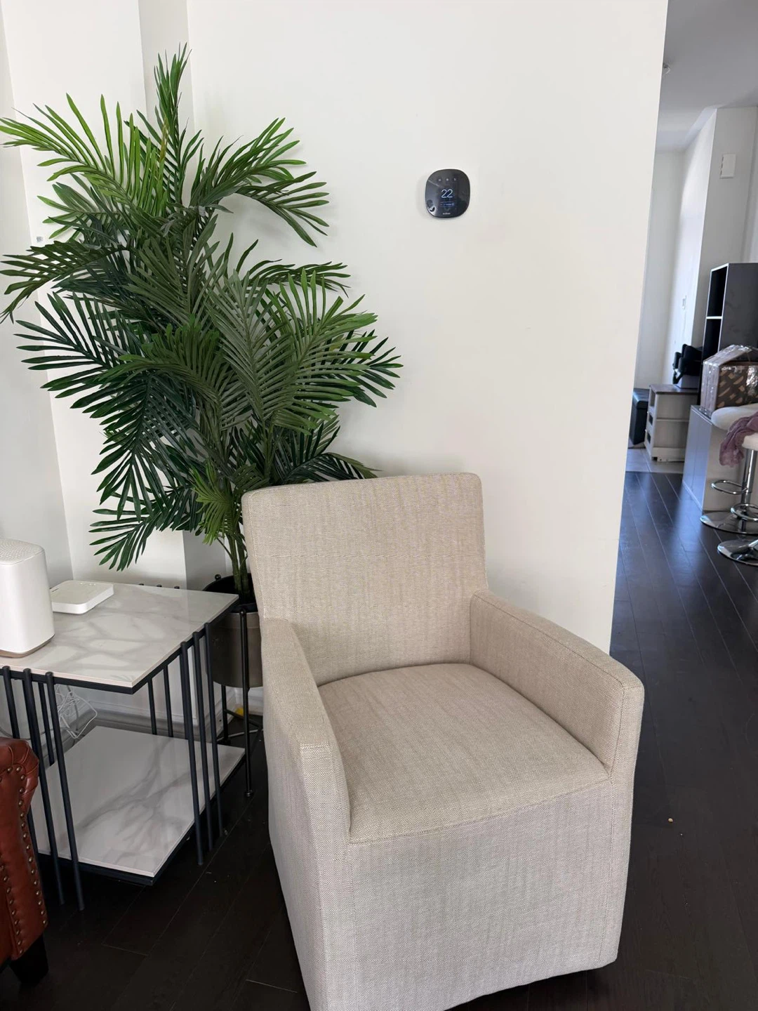 Beige Upholstered Armchair