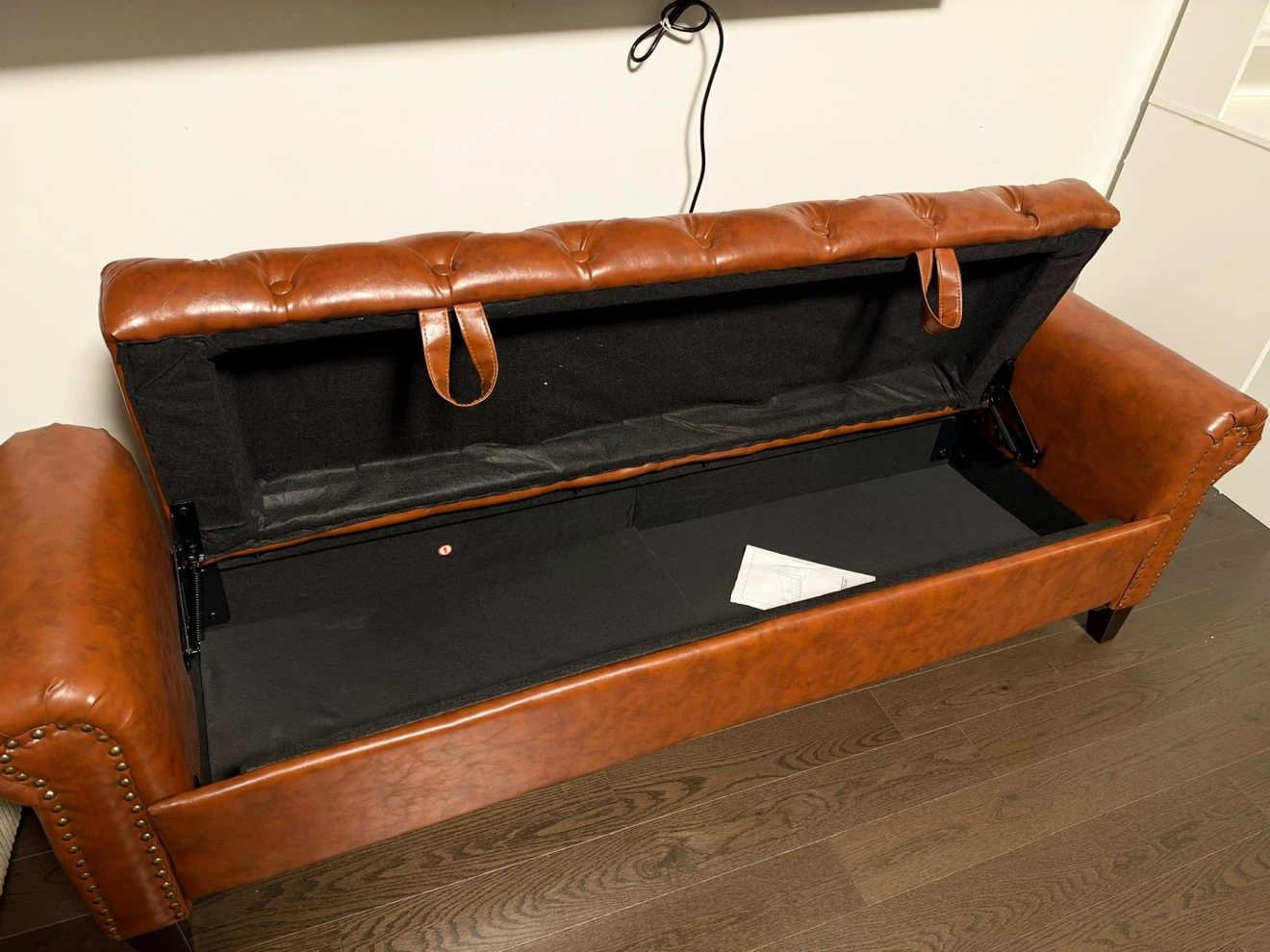 Tufted Faux Leather Storage Bench