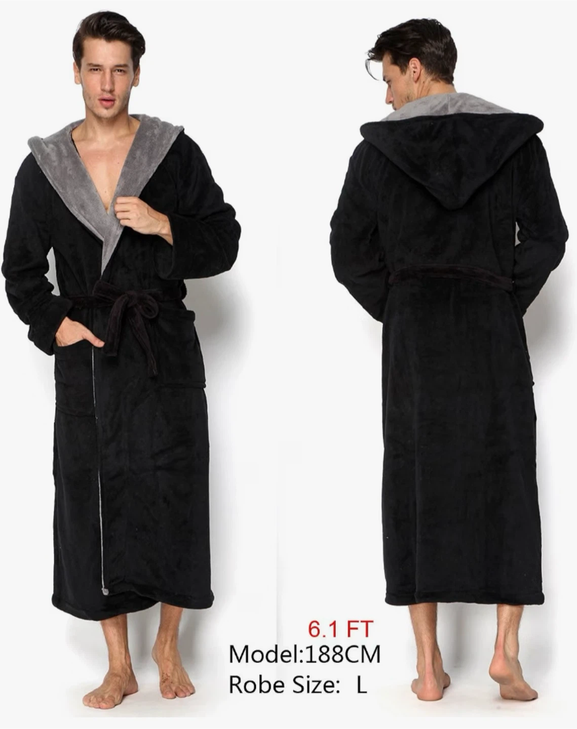 KEMUSI Men's Hooded Robe - Size XL - photo 3