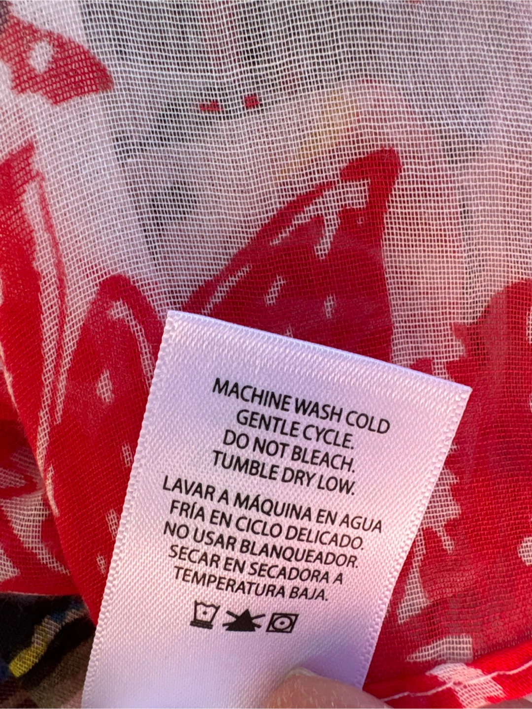 Red Floral Print Scarf with Tassels - photo 2