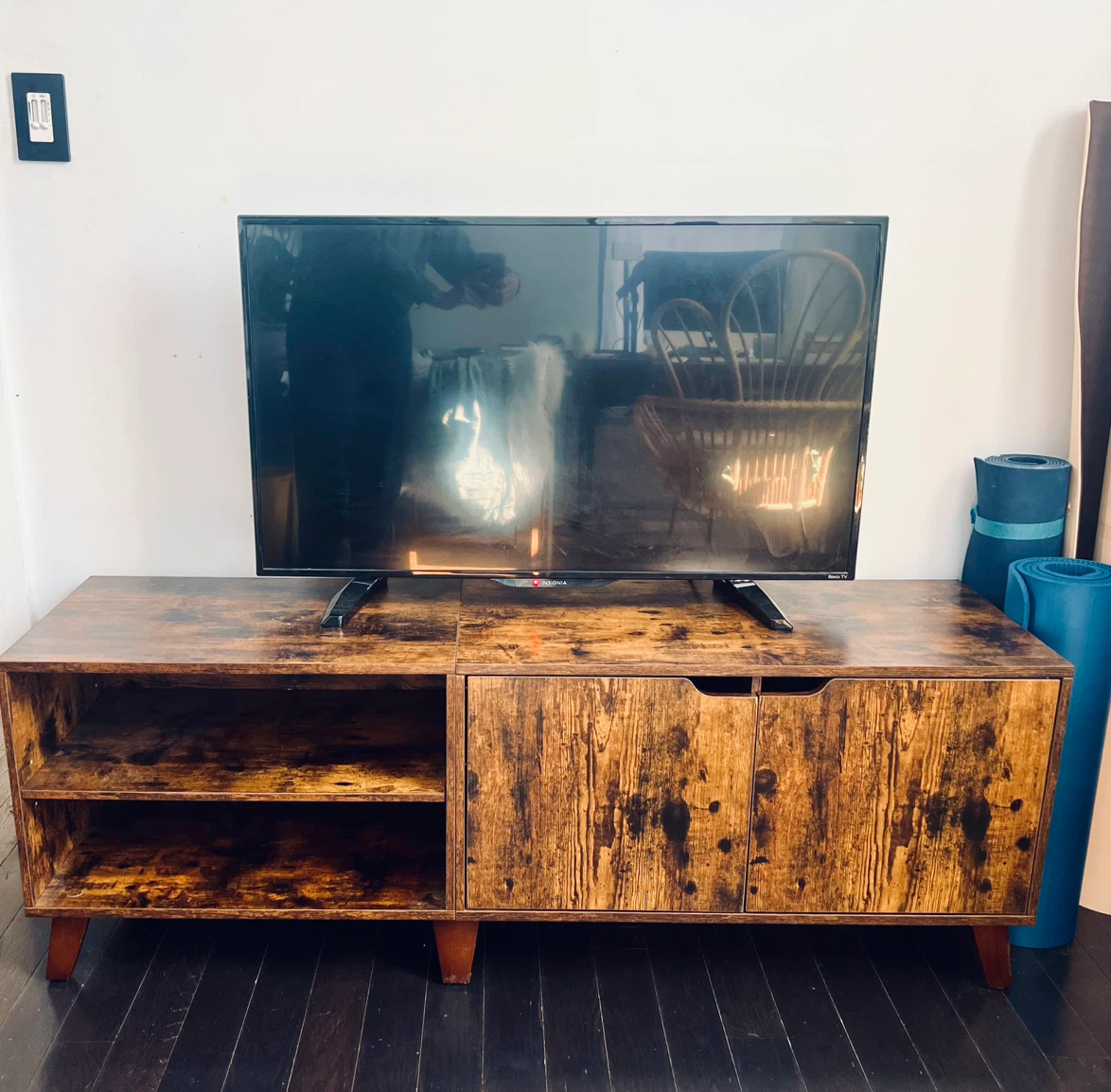 Rustic Wood Media Console TV Stand