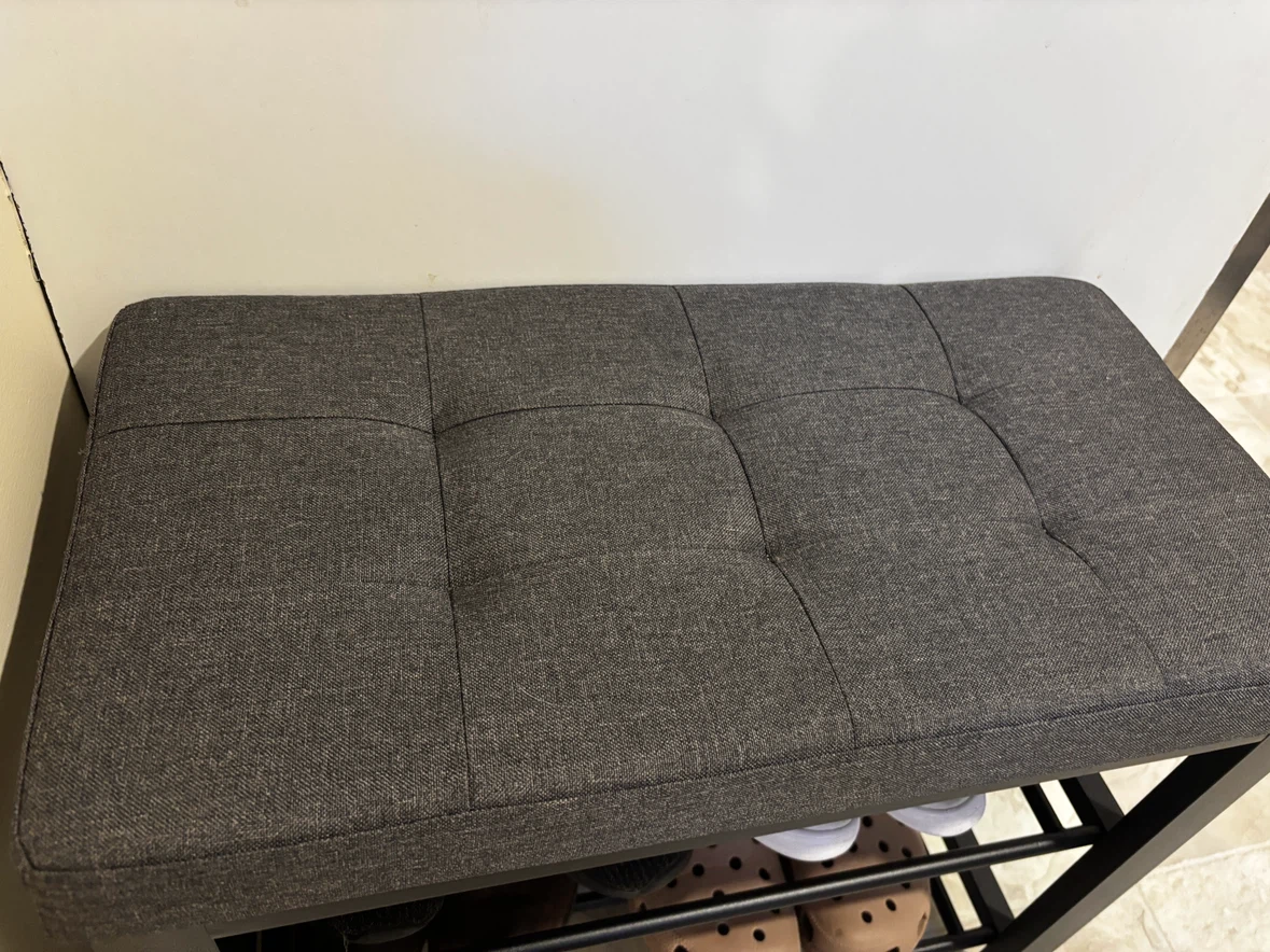 Dark Grey Padded Shoe Bench