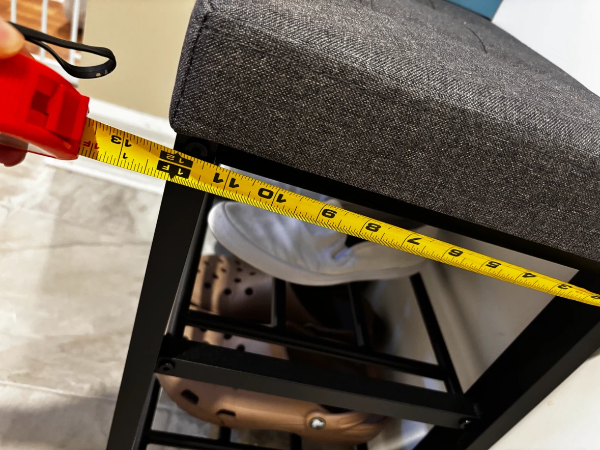Dark Grey Padded Shoe Bench - photo 3