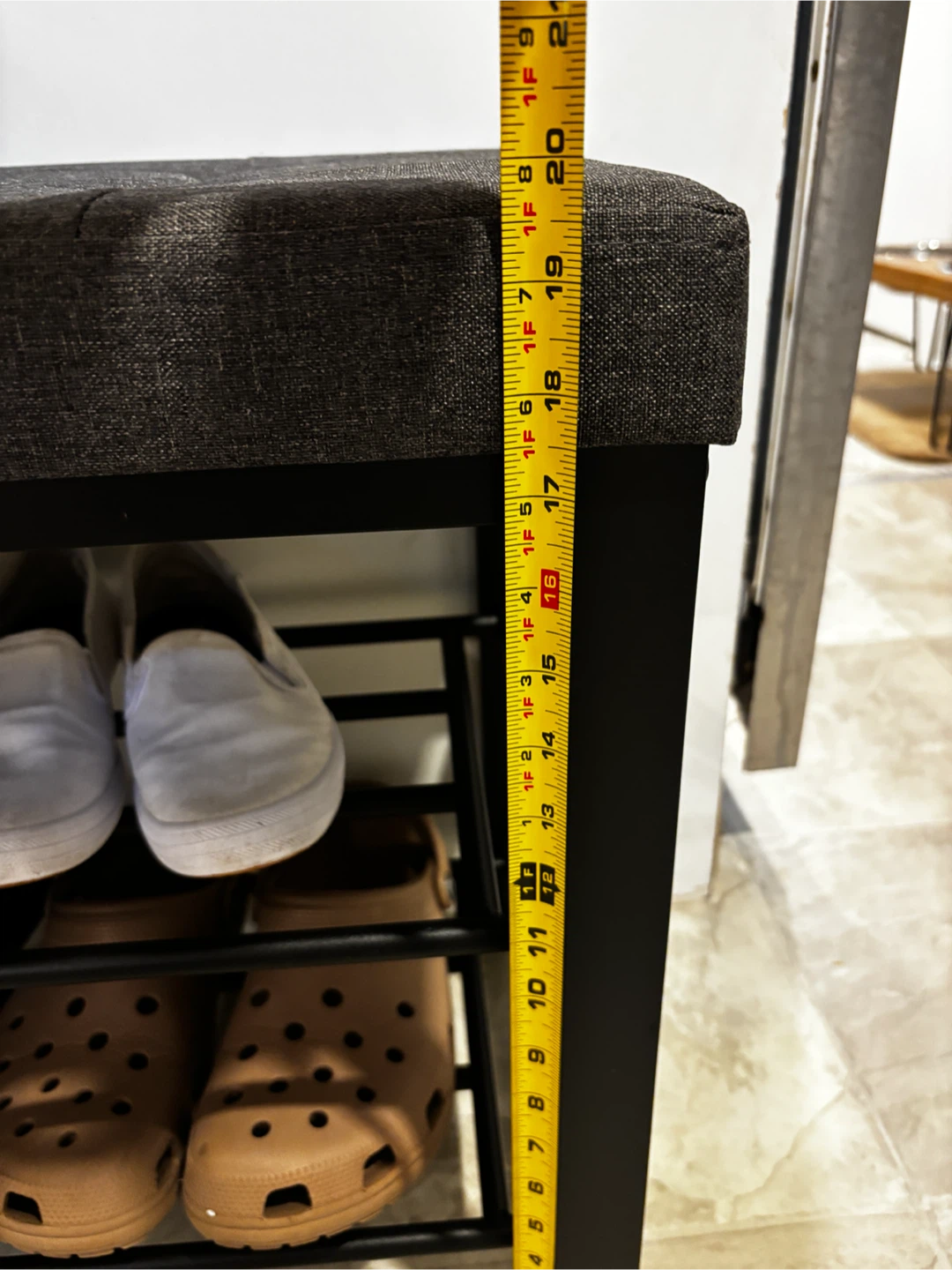 Dark Grey Padded Shoe Bench - photo 4