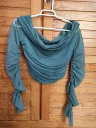 Zara Teal Off-Shoulder Ruched Long Sleeve Top