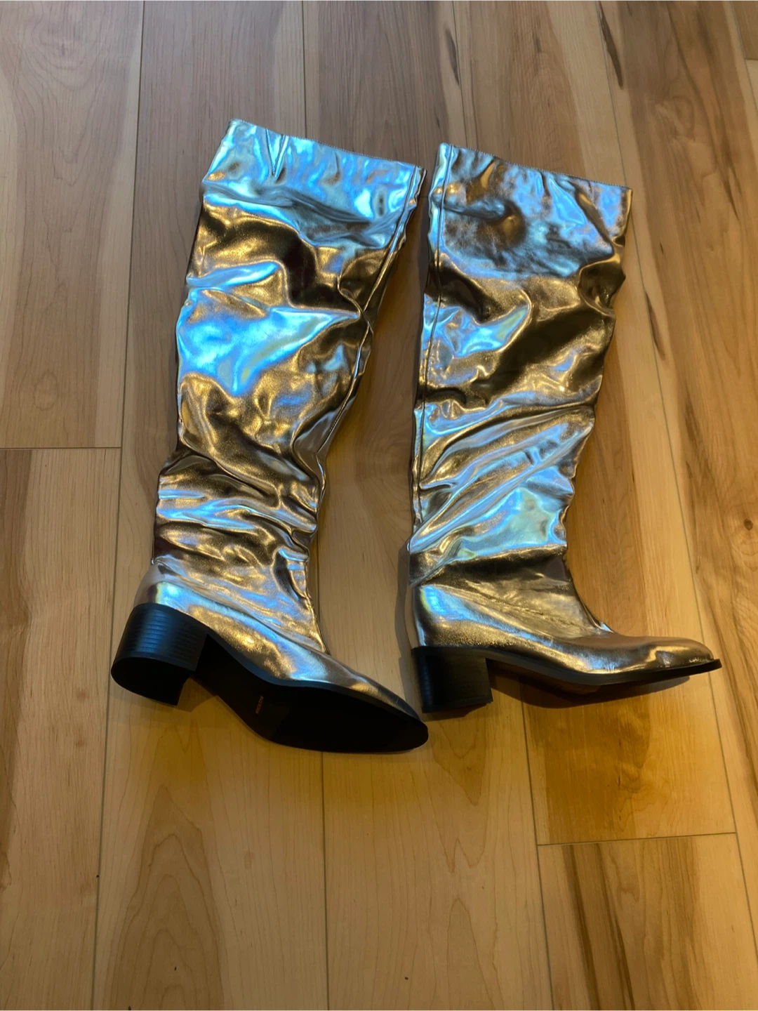 Silver metallic over-the-knee boots size 7.5