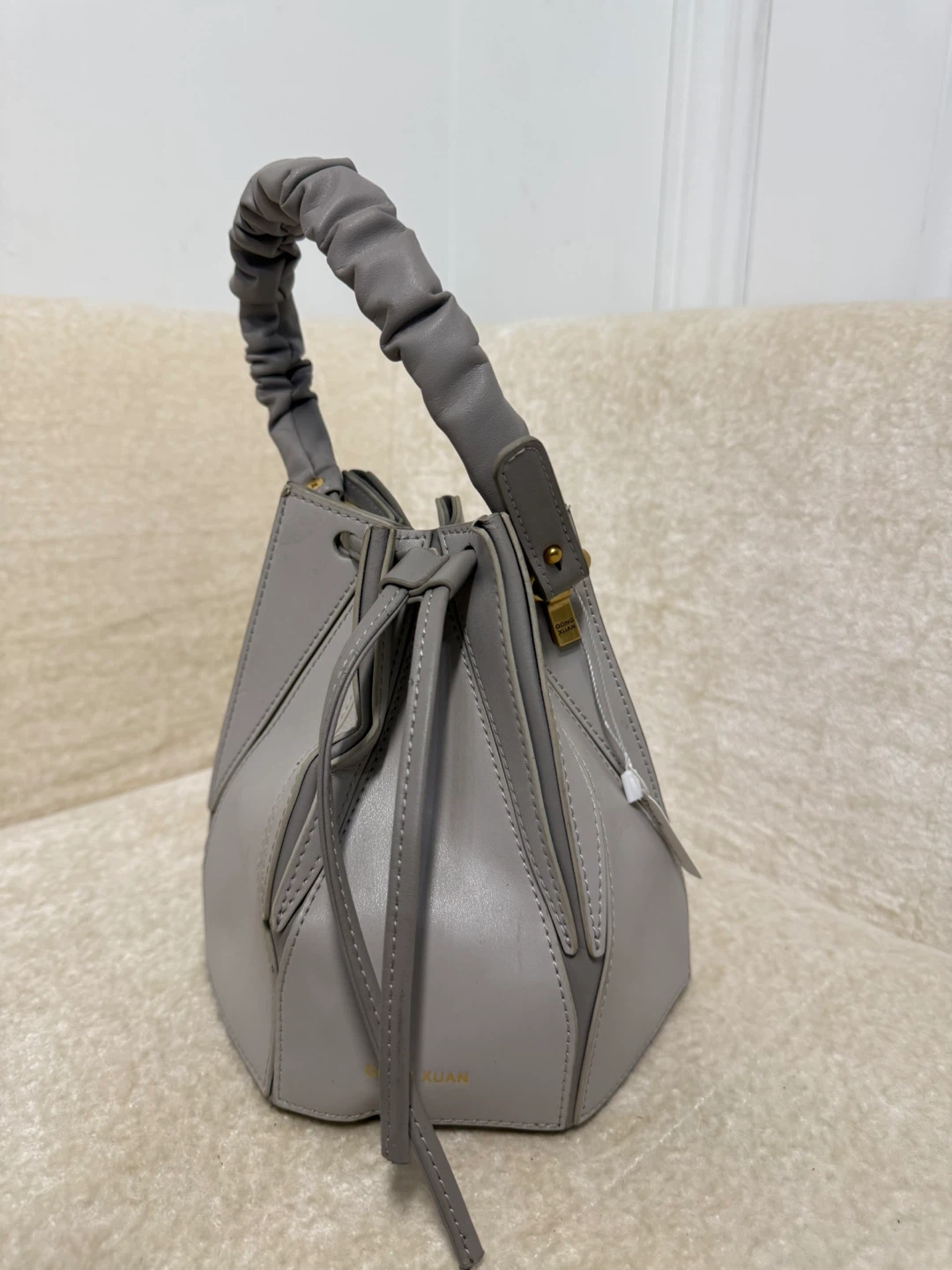 Grey Hexagonal Bucket Bag