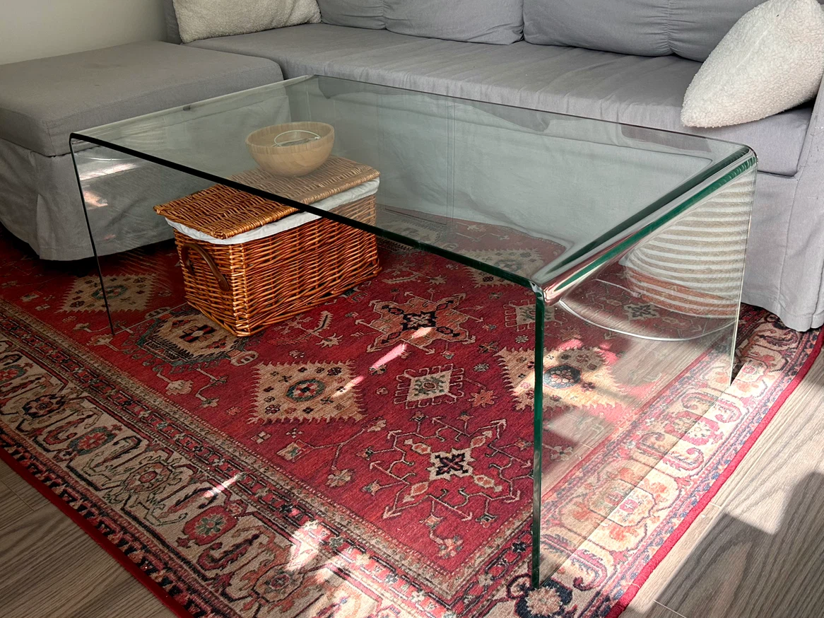 Clear Glass Waterfall Coffee Table